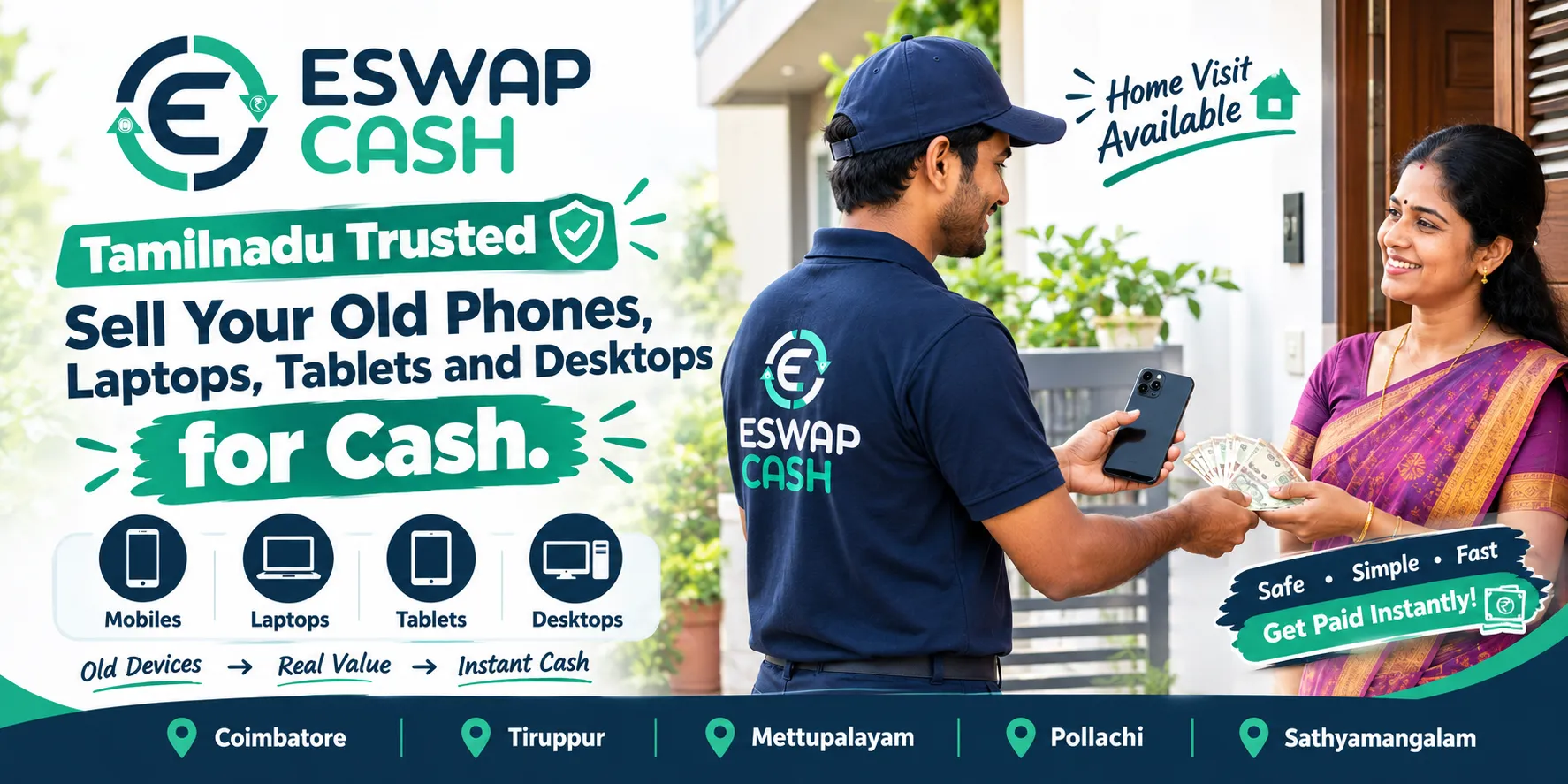Sell your old phone, laptop or tablet for cash, picked up from your door. Simple, safe and convenient from start to finish.